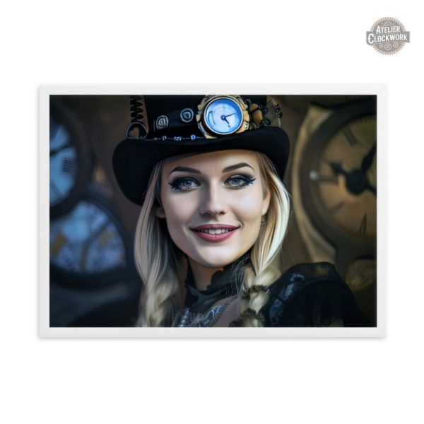 Art steampunk représentant une fille au style rétro
