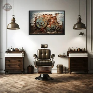 Art mural industriel avec design steampunk