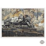Œuvre steampunk représentant une locomotive