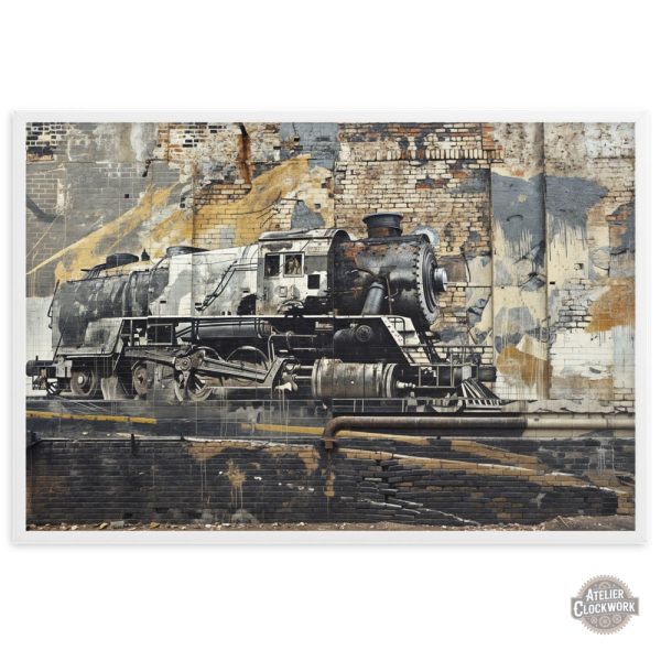 Œuvre steampunk représentant une locomotive