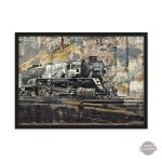 Tableau sur toile avec locomotive stylisée