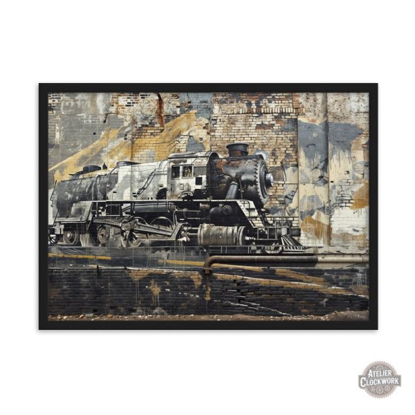 Tableau sur toile avec locomotive stylisée