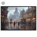 Graphisme steampunk d'une ville au charme d'antan