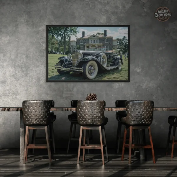Tableau décoratif vintage de voiture élégante