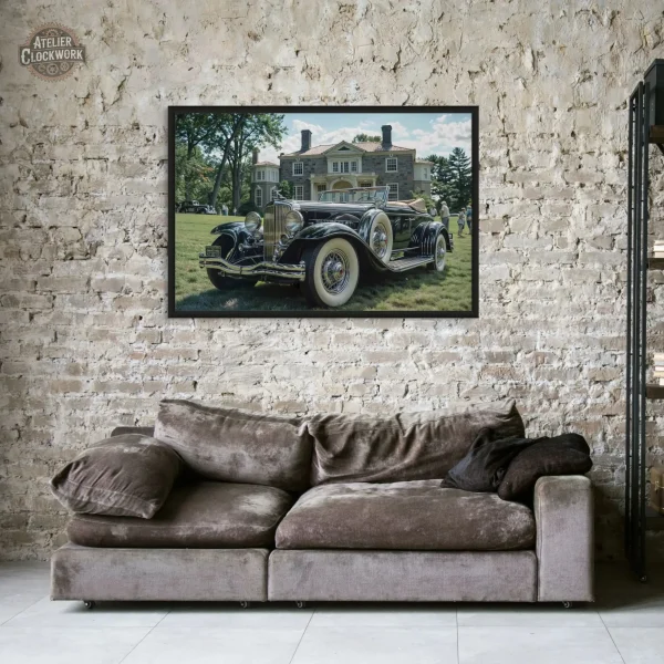 Illustration rétro de voiture dans style steampunk