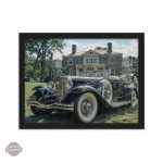 Tableau vintage représentant une voiture stylée