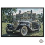 Art mural vintage avec voiture élégante
