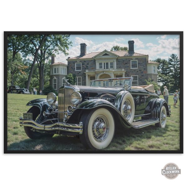 Art mural vintage avec voiture élégante