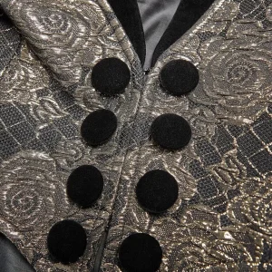 Manteau Steampunk Homme en brocart doré