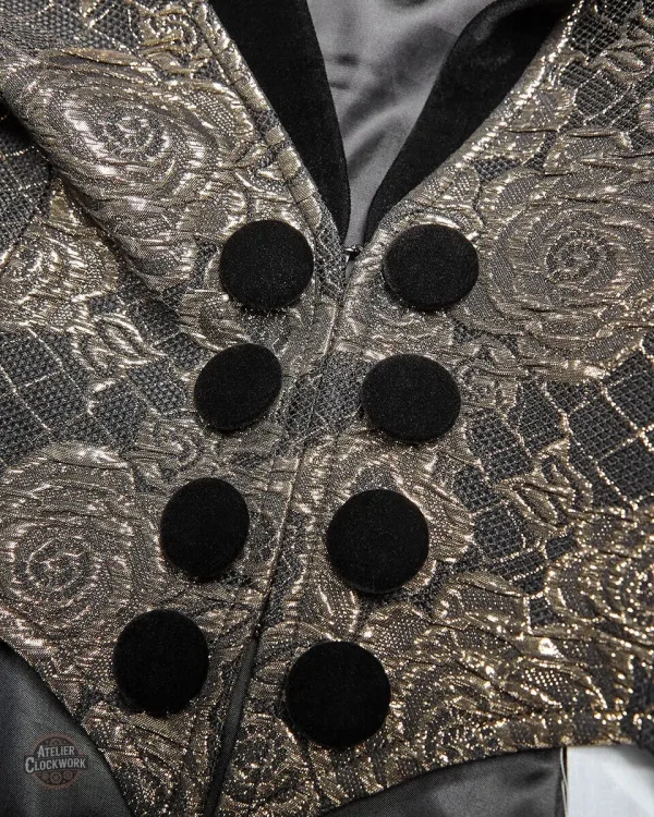 Manteau Steampunk Homme en brocart doré