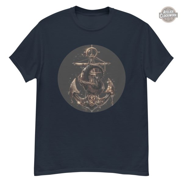 Design steampunk sur tee-shirt à ancre marine