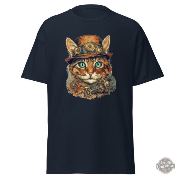 Tee shirt unique chat dans un style steampunk
