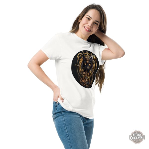Tee Shirt avec un chat noir dans un style steampunk