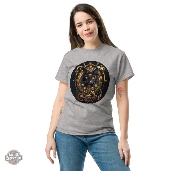 Tee Shirt noir avec illustration steampunk de chat