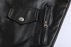 Veste de moto homme en cuir noir