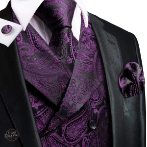 Gilet steampunk violet pour homme, élégance assurée