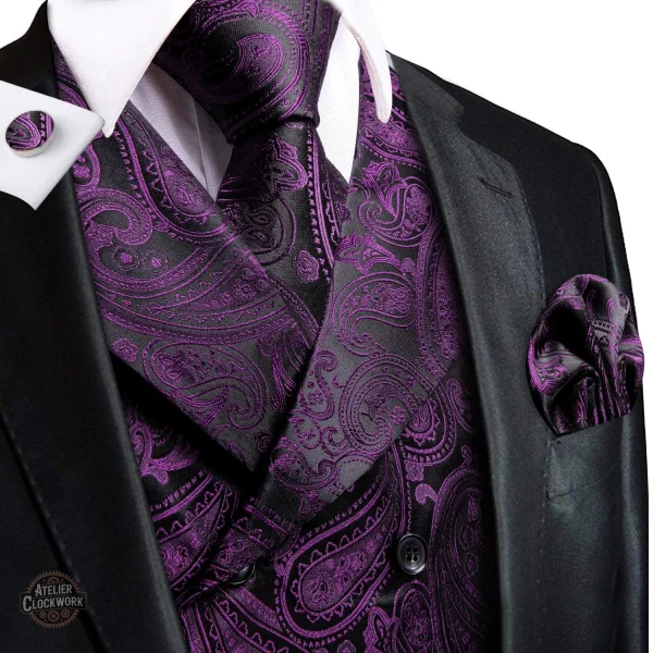 Gilet steampunk violet pour homme, élégance assurée